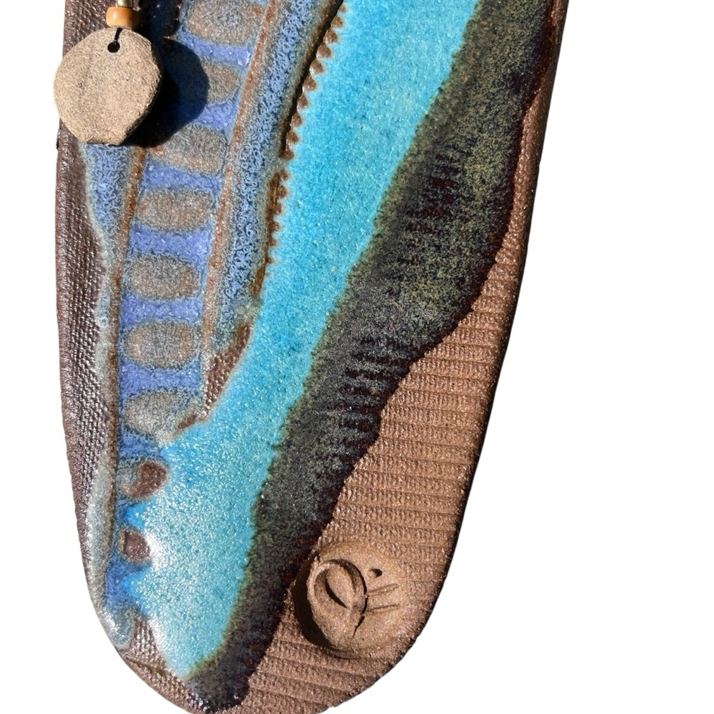 Handcrafted Wall Art Bead Face Pottery Clay Native American Style Artist Stamped - Picture 4 of 10
